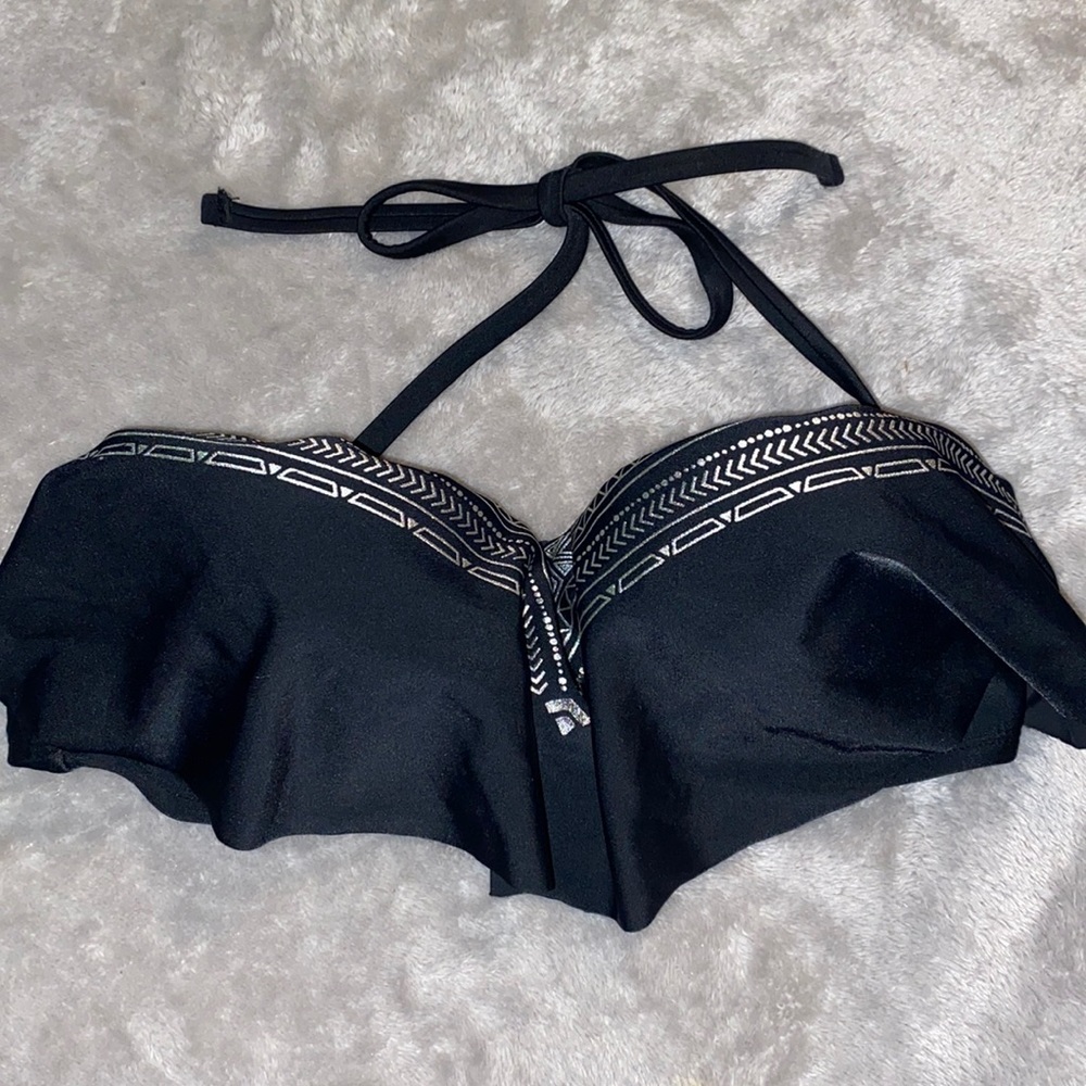 XHILARATION BLACK BIKINI TOP SIZE SMALL